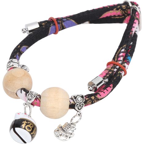 Collier décoratif pour lapins, ajustable, avec clochette et pendentifs pour petits animaux, noir, motif dessin animé, clochette, taille S (1/5)
