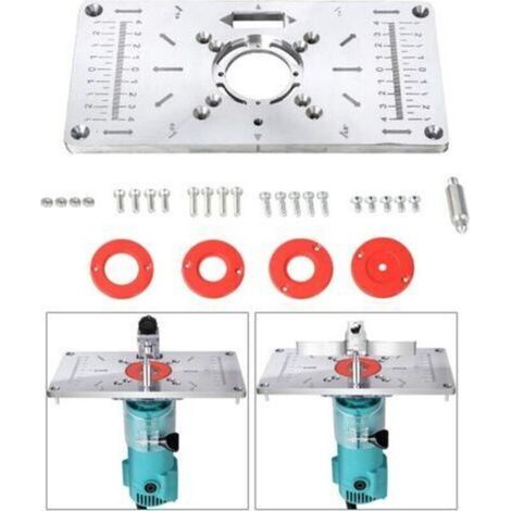 Placa insertable de aluminio para mesa de fresadora con 4 anillos para bancos de trabajo de carpintería de precisión, tablero de partículas, 235 x 120 x 8 mm (rojo)
