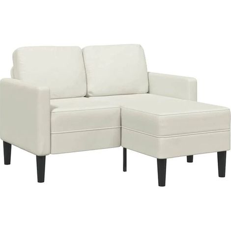 Canapé d'angle 2 places avec méridienne en velours crème 125 cm (1/5)