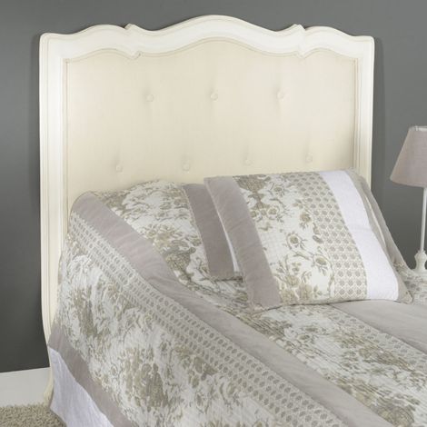 Amadeus - Tête de lit pour lit 90 cm en acajou blanc cassé et tissu capitonné Murano (1/4)