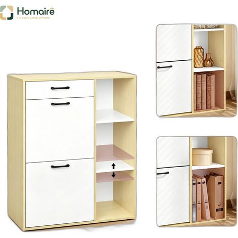 Colonnes de rangement décor bois blanc en mdf 30 x 80 x 90 cm HOMAIRE (1/5)