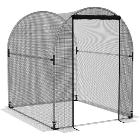 Outsunny Toile de jardin avec abri de protection pour plantes et porte avec protection anti-insectes 1,2x1,5x1,5m en acier robuste noir pour un entretien optimal des plantes (1/5)