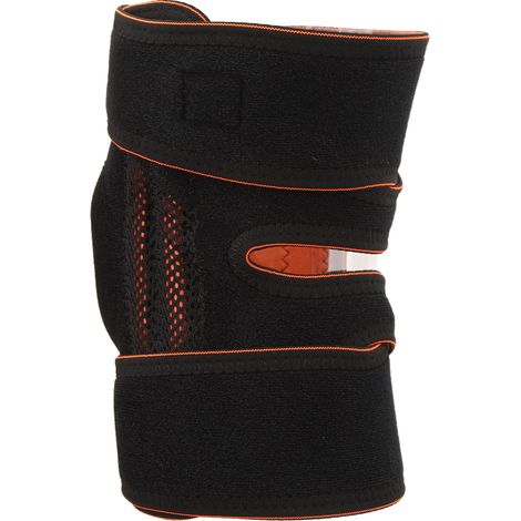 Genouillère de sport unisexe noire, réglable, à ressort en silicone, type ouvert et creux (1/5)