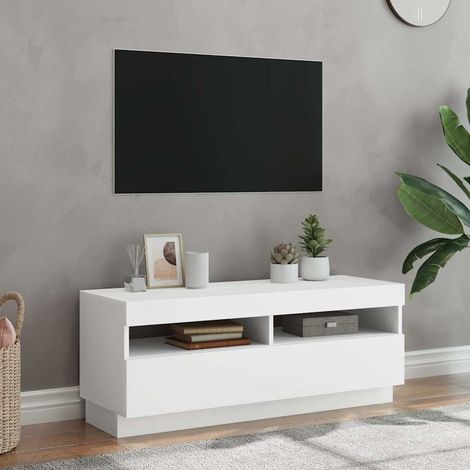 vidaXL Mobile Porta TV con Luci LED Bianco 100x35x40 cm