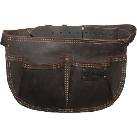 Borsa porta chiodi arrotondata in cuoio con cintura a 2 scomparti - DIMOS 205736