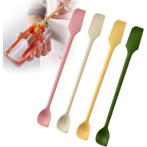 Raschietto per bottiglie, set di 4 spatole in silicone, spatola resistente al calore, set di spatole, raschietto per padelle, raschietto per pentole, raschietto per bottiglie, cucchiaio per marmellata (1/5)