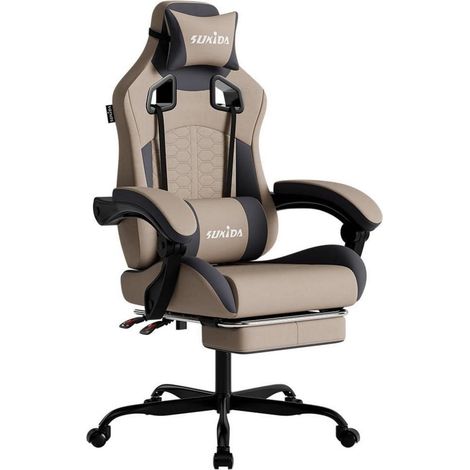Ergonomischer Gaming-Stuhl mit Fußstütze, Kopfstütze und Lendenwirbelstütze in (1/5)