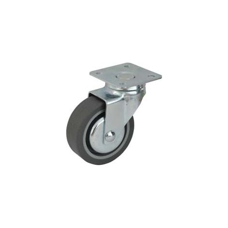 RUOTE IN GOMMA CON PIASTRA GIREVOLE E DISCHI PARAFILI 220P- - ø mm.50x18 piastra mm.40x40 mm.66h. port. Kg.20 - 4 pezzi AVO