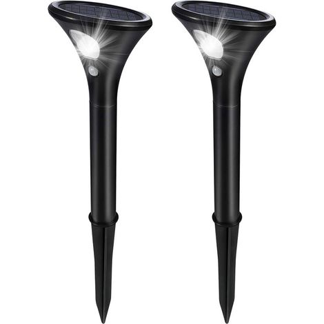 Luces solares para exteriores, paquete de 2 luces solares para jardín con sensor de movimiento, resistentes al agua IP65, 2 modos, iluminación solar para jardín, patio, exteriores, camino, entrada de  (1/5)