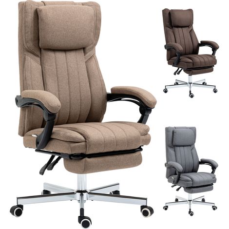 Fauteuil de bureau massant, marron, 65 x 61 x 108-118 cm, pour bureau, massage et confort, travail à domicile (1/5)