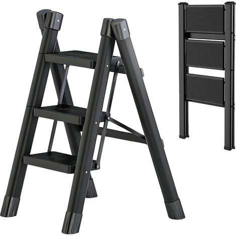 Échelle en 3 étapes, design pliable, caractéristiques de sécurité améliorées, Noir (1/2)