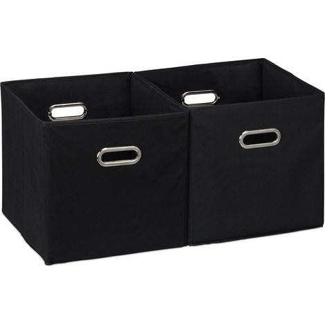Lote de 2 cajas de almacenamiento plegables prácticas para juguetes baño 30 x 30 x 30 cm de poliéster gris 130007597 (1/4)