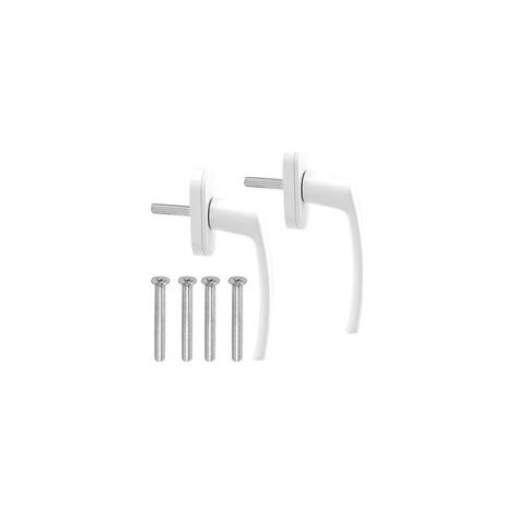 Set mit 2 weißen, schlüssellosen Aluminium-Fenstergriffen, einfach zu bedienendem Sicherheitsschalter, 35 mm Stangenlänge, ideal für Fenster, Türen, Balkone und Wohnräume (1/5)