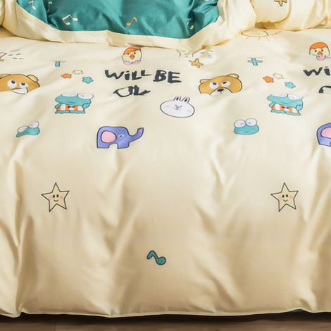 Housse de couette simple brossée douce pour la peau, texture en pur coton épais, convient aux dortoirs étudiants, housse de couette simple, literie, housse de couette simple à motif animal, 150200cm, (1/5)