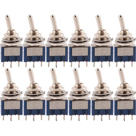 12 Pièce Mini Interrupteur à Bascule, AC 125V 6A ON-OFF-ON 3 Broches 3 Position SPDT Interrupteur a Bascule Autobloquant pour Pièces D'auto Bleu (1/5)