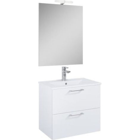 Set complet avec miroir et éclairage LED - Lea - Vasque en céramique - 61,5 cm × 55 cm × 41,7 cm - Blanc (1/5)