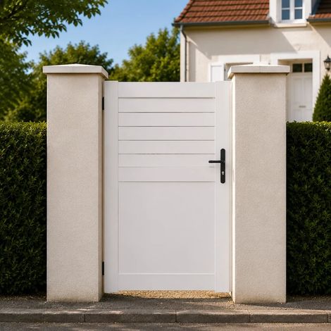 Portillon battant manuel PVC blanc ARRAS L 100 x H 180 cm - poignée à droite (1/5)
