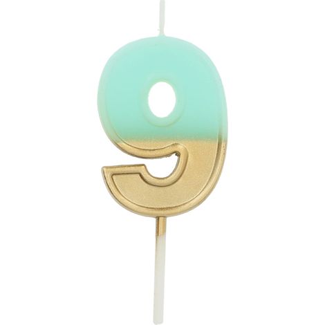 Bougie Retro Chiffre 9 Bleu Clair, 5 centimeters (1/3)