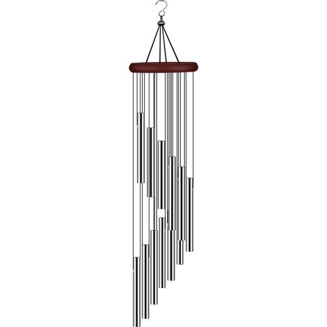 Carillon à vent 12 tubes aluminium et bois – carillon musical naturel – décoration extérieure pour jardin et terrasse