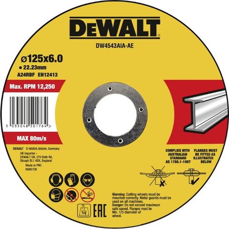 Disco da taglio per metallo DeWALT 125 x 22,23 x 6 mm DW4543AIA