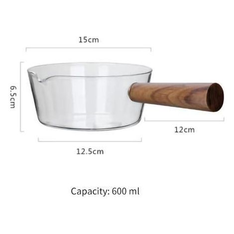 1 pot de verre 600 ml, résistant à la chaleur, pot à lait et nouilles, ustensile culinaire polyvalent pour cuisine française