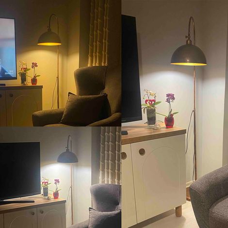 Lampadaire Gorkiede Métal Moderne E27 Largeur 37 cm Abat-jour Réglable Tablette Variateur (1/4)