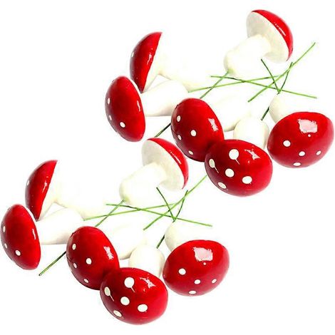 Lot de 12 petits ornements de Noël en forme de champignon, à suspendre pour décorer votre sapin, votre maison ou pour une fête (rouge).-Red