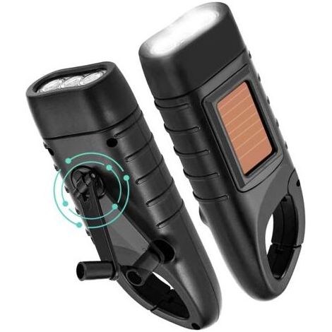 Zweiteilige Kurbeltaschenlampe, wiederaufladbare LED-Dynamotaschenlampe mit Handkurbel, Notleuchte mit Handkurbel für Stromausfälle, Camping und Outdoor-Aktivitäten (1/4)