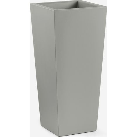 Vaso alto quadrato da esterno in polietilene resistente Gaia 100 - Silver