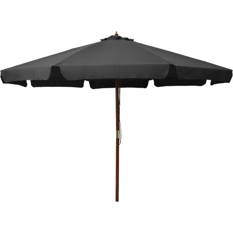 Ombrellone con palo in legno - vidaXL Ombrellone da Esterni con Palo in Legno 300 cm Antracite - Ombrellone anti-sbiadimento