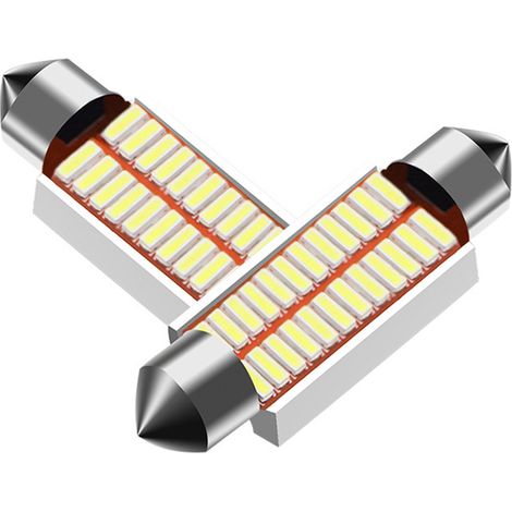 10er-Packung Soffitten-LED-Lampen 4014, 36 mm, 41 mm, 31 mm, 39 mm, C5W, C10W, 12 V, 3W, für Fahrzeuginnenraumbeleuchtung und Kennzeichenbeleuchtung, Weiß (1/4)