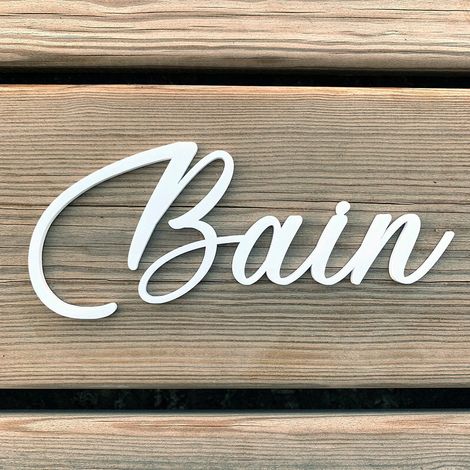 Plaque de Porte Maison Toilettes, Salon, Chambre, Buanderie, Bain, Cuisine- Blanc - Bain (1/5)