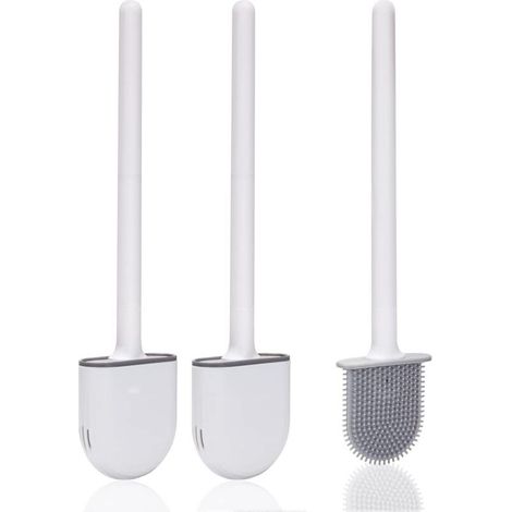 Brosse Toilette Silicone,Brosse WC Silicone et SupportsAvec des Poils Doux et Une Poignée Antidérapante Brosse Toilette Silicone Nettoyage Rapides Brosse WC Suspendu(2 pièces) (1/5)