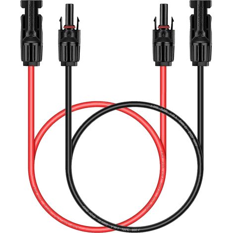 Câble d'extension pour panneau solaire mâle et femelle Câble solaire 0,9 m, 10 AWG, rouge/noir, pour panneau solaire, camping-car, bateau (1/5)