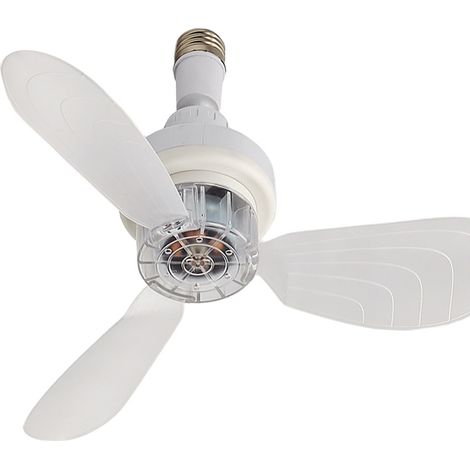 Ventilateur de Plafond E27 Blanc, 3 Pales Amovibles, Orientation Universelle, Mini Ventilateur Silencieux Puissant à Vis (1/2)