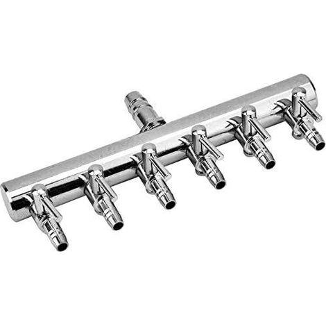 Répartiteur de flux d'air pour aquarium (6 voies) - Vanne de contrôle d'air - Distributeur d'oxygène en acier inoxydable - Accessoires pour pompe à air d'aquarium (1/5)