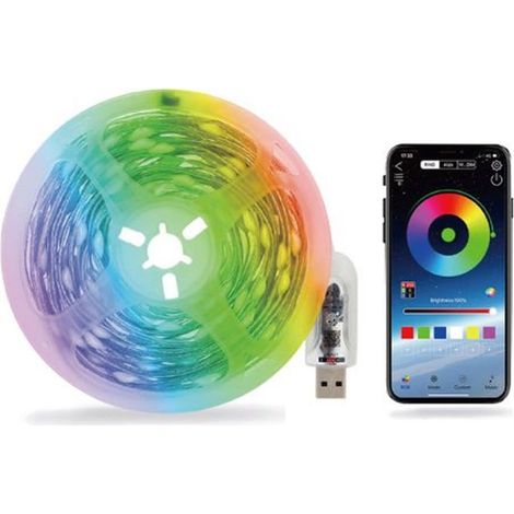TRADE SHOP - Striscia Led Rgb5050 Usb 5v Dc Da 5 Mt Con Telecomando Impermeabile Ip65 App Q-dt70 - (1/2)