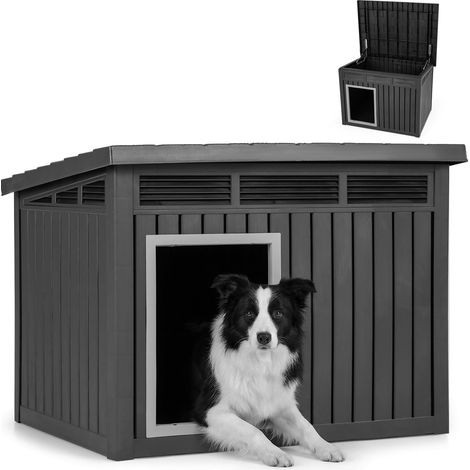 COSTWAY Cuccia Gatto Esterno Cane Taglia Grande Casetta Per Cani Kennel Gabbia Per Cani Interno In Pp Tetto A Falda Impermeabile Design Inclinato Fori Di Dren (1/5)