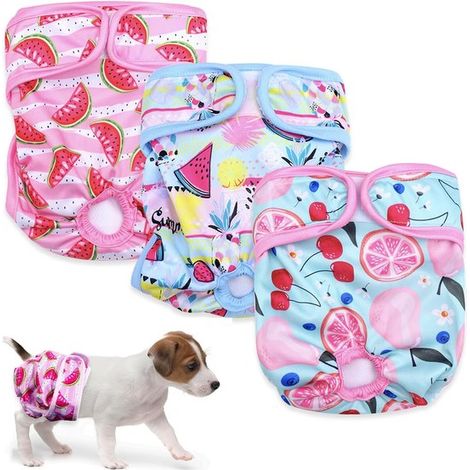 3er Pack Hundewindeln Wiederverwendbare Windelhosen für Hunde Waschbar Super saugfähige Windeln Hygienische Windeltasche Für kleine, mittlere und