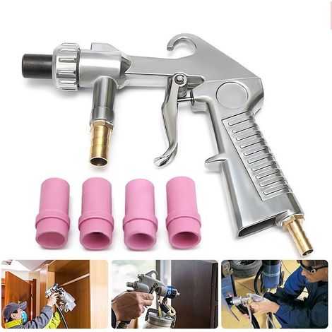 Kit de pistolet à sabler avec 4 buses en céramique pour compresseur d'air pour sableur Kit de sableur Outil de sableur pour projets professionnels et de bricolage (1/5)