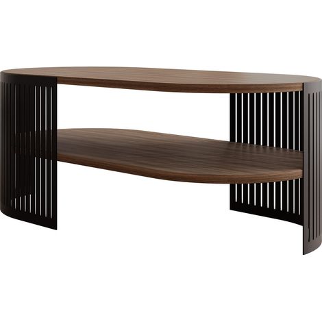Mesa de centro Civer VI, Negro + Nogal, 40x50x100cm, Diámetro: 0, Aglomerado laminado, Ovalada
