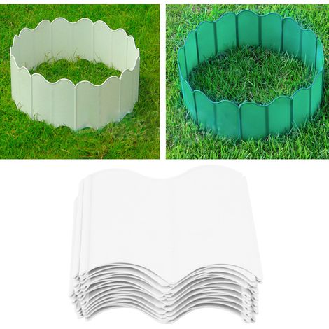 Juego de bordes para césped – 20 tiras entrelazadas resistentes a la intemperie para bordes de césped, ideales para jardines y céspedes – Blanco (PP) (1/5)