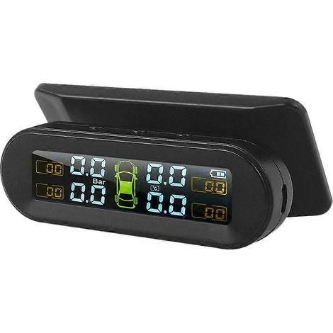 Système de surveillance de la pression des pneus de voiture TPMS USB sans fil solaire, écran LCD HD, 4 capteurs externes (1/5)