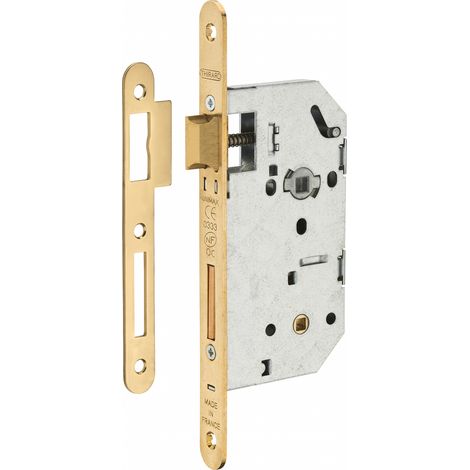 Thirard – Serrure encastrable Unimax CE NF QC 50mm – Têtière acier bouts ronds – Demi-tour laiton réversible – Pour salles de bain et toilettes (1/4)