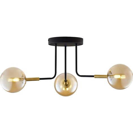 Plafoniera moderna nero oro vetro ambra 3xG9 Jupiter (1/5)