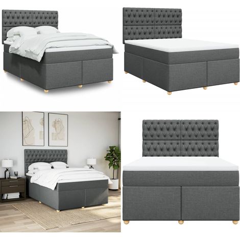 vidaXL Boxspringbett mit Matratze Dunkelgrau 160x200 cm Stoff (1/5)