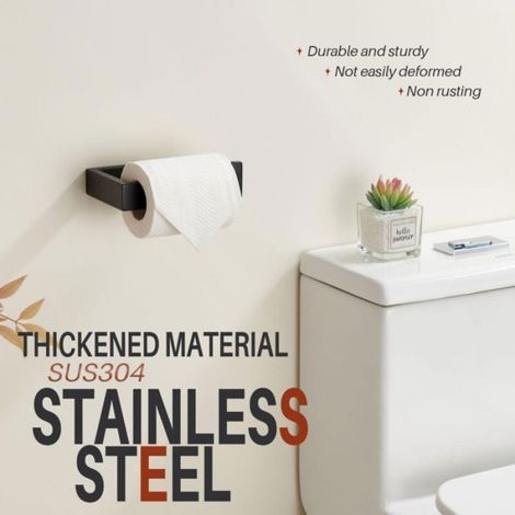 Porte-papier toilette noir, pour distributeurs de papier toilette, grand porte-papier toilette, mural en acier inoxydable. (1/4)