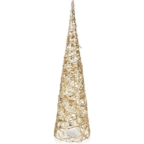 Árbol de Navidad, cono dorado, 30 LED, 60 cm (1/5)