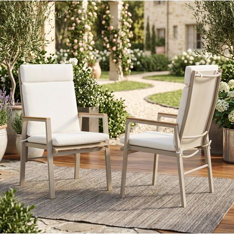 Gartenstuhl-Set 2er mit Armlehnen aus Verbundholz, beige HAVRYA (1/5)