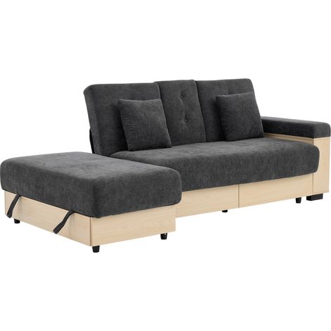 Graues Eck-Schlafsofa aus Chenille mit Stauraum, 217 cm, verstellbare Rückenlehne (1/5)